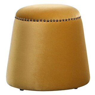 18.5" Mustard Yellow Contemporary Round Plush Ottoman - Bed Bath ...